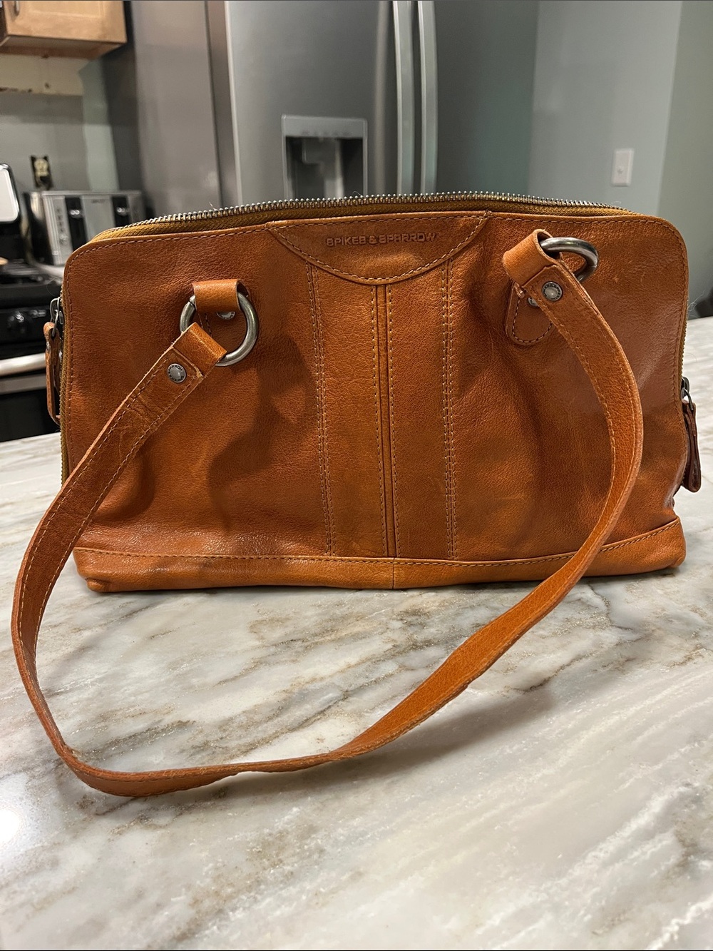 Women's Tan Leather Shoulder Bag Spikes & Sparrow